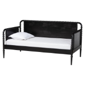 Baxton Studio Lucera Bobbin Daybed - Wooden Spindle Bed Frame, Classic Style Sofa Bed for Bedroom or Guest Room, Twin, Black Baxton Studio restaurant furniture, hotel furniture, commercial furniture, wholesale bedroom furniture, wholesale twin, classic twin